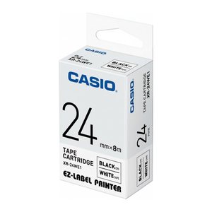 CASIO Schriftband XR-24WE XR-24WE1-W-DJ, 24 mm, schwarz auf weiß, 1 St.