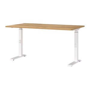 GERMANIA DOWNEY höhenverstellbarer Schreibtisch navarra-eiche rechteckig, C-Fuß-Gestell weiß 140,0 x 80,0 cm