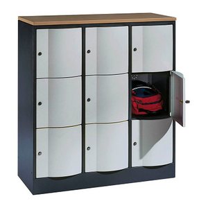 CP Schließfachschrank S 5000 Resisto anthrazit, silber 8573-372 S10744, 9 Schließfächer 115,0 x 54,0 x 125,5 cm