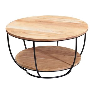 WOHNLING Couchtisch rund Massivholz akazie 60,0 x 60,0 x 34,0 cm, 1 St.