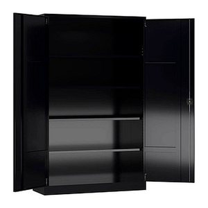 ClassiX Stahlschrank X-530379 tiefschwarz 4 Fachböden 120,0 x 42,0 x 194,5 cm, aufgebaut, 1 St.