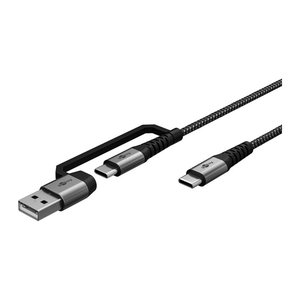 goobay 2in1 USB-Kabel 2in1 2,0 m silber, spacegrau, 1 St.