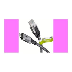 goobay USB C 3.1/RJ45 CAT 6 Kabel 1,0 m grau, schwarz, 1 St.