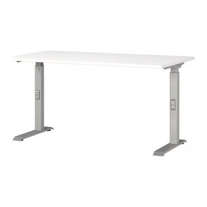 GERMANIA DOWNEY höhenverstellbarer Schreibtisch weiß rechteckig, C-Fuß-Gestell silber 140,0 x 80,0 cm