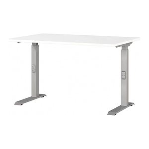 GERMANIA DOWNEY höhenverstellbarer Schreibtisch weiß rechteckig, C-Fuß-Gestell silber 120,0 x 80,0 cm