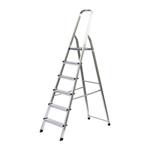 MUNK Stehleiter einseitig 11127 silber 6 Stufen, H: 204,5 cm