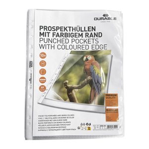 DURABLE Prospekthüllen PREMIUM DIN A4 weiß klar 0,08 mm, 10 St.