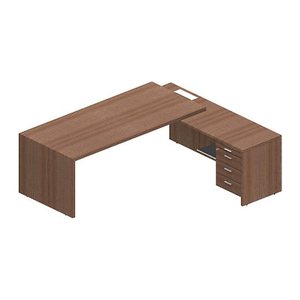 Quadrifoglio T45 Schreibtisch nussbaum L-Form, Wangen-Gestell nussbaum 220,0 x 194,0 cm