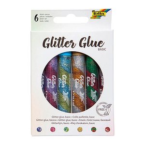 folia Glitter Glue SPIRAL BASIC Klebestifte 10,5 ml, 6 St.
