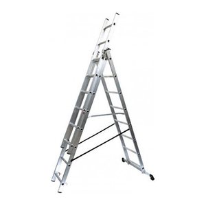 SZ Metall Vielzweckleiter silber 3x 8 Sprossen, H: 489,0 cm