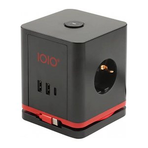 IOIO SW 1000 3-fach Steckdosenwürfel  1,5 m schwarz mit USB-Buchse