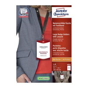 AVERY Zweckform Namensschilder mit Textilband 10,5 x 14,8 cm, 3 Blatt