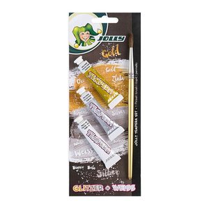 JOLLY GLITZER Temperafarben farbsortiert 3x 7,5 ml