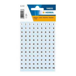 HERMA Zahlen 8 mm 1-540 Papier weiß schwarz 5 Bl..