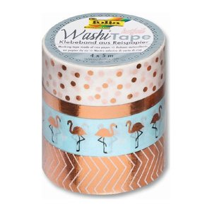 folia Washi Tape HOTFOIL Deko-Klebeband matt 15,0 mm x 5,0 m 4 Rollen