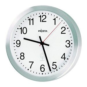 PEWETA Funkwanduhr weiß silber Aluminium, matt, Ø 30,0 cm