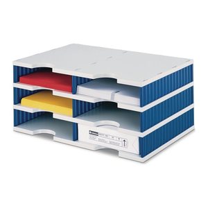 styro Sortierstation Styrodoc grau/blau mit 6 Fächern