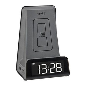 TFA® digitaler Wecker 60.2033 ICONcharge schwarz Kunststoff 107,0 x 83,0 mm