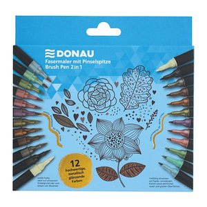 DONAU Dual Brush-Pens farbsortiert, 12 St.