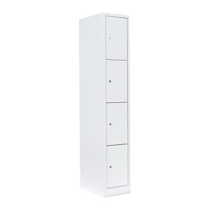 LÜLLMANN Schließfachschrank signalweiß 520417, 4 Schließfächer 31,5 x 50,0 x 180,0 cm