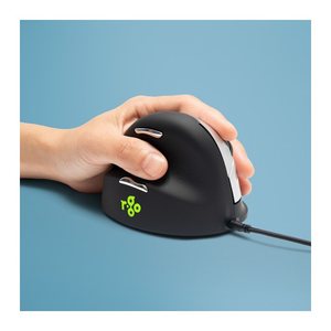R-Go Maus HE ergonomisch links USB groß schw./silb