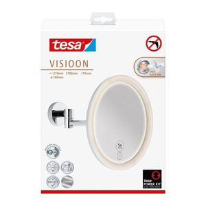 tesa Kosmetikspiegel beleuchtet VISIOON LED silber
