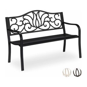 relaxdays Gartenbank 10030988_46 schwarz Metall 127,5 cm