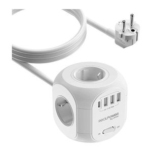 RealPower Steckdosenwürfel PowerBox 431 + 3xUSB-A / 1xUSB-C