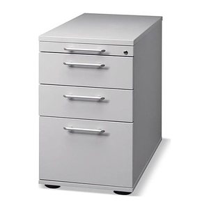 HAMMERBACHER Solid Standcontainer lichtgrau 4 Auszüge Kunststoff-Relinggriff silber 42,8 x 80,0 x 72,0 - 76,0 cm