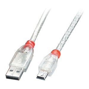 LINDY USB 2.0 Kabel Typ A/Mini-B transparent M/M 0.2m