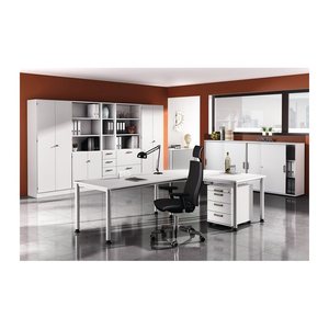 HAMMERBACHER HS12 höhenverstellbarer Schreibtisch weiß rechteckig, 4-Fuß-Gestell silber 120,0 x 80,0 cm