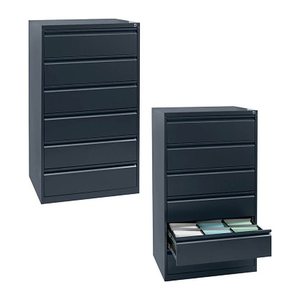 Gürkan Karteischrank anthrazit 6 Schubladen 76,0 x 62,0 x 132,0 cm, 1 St.