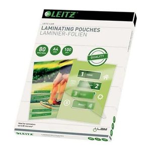 LEITZ Laminierfolien 33818 glänzend für A4 80 micron, 100 St.