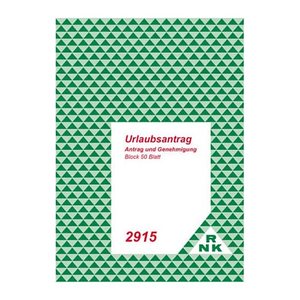 RNK-Verlag Urlaubsantrag Formularbuch 2915, 1 Block