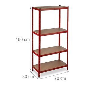 relaxdays Schwerlastregal 10033049_0 rot/braun 70,0 x 30,0 x 150,0 cm
