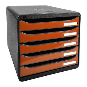 Exacompta Schubladenbox Big-Box Plus  mandarin 3097288D, DIN A4 mit 5 Schubladen, 1 St.