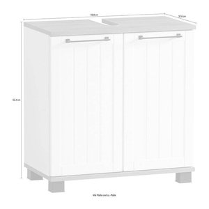 MÖBELPARTNER Waschtischunterschrank ohne Waschbecken Jelda 154166 eiche landhaus, weiß 59,8 x 32,6 x 62,4 cm