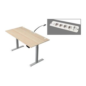 Kerkmann Move 1 plus elektrisch höhenverstellbarer Schreibtisch ahorn rechteckig, T-Fuß-Gestell grau 160,0 x 80,0 cm