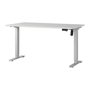 GERMANIA Boras höhenverstellbarer Schreibtisch lichtgrau rechteckig, T-Fuß-Gestell silber 140,0 x 80,0 cm