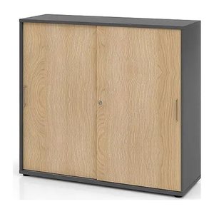 HAMMERBACHER Schiebetürenschrank 1753S, V1753S/G/E/BS grafit, eiche 2 Fachböden 120,0 x 40,0 x 110,0 cm