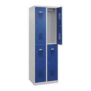 CP Spinde Basic Plus enzianblau, lichtgrau 088355-20 S10003, 4 Schließfächer 60,0 x 50,0 x 185,0 cm