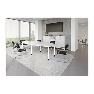 HAMMERBACHER Konferenztisch KT28C weiß Tonnenform, Rundrohr weiß, 280,0 x 85,0/130,0 x 72,0 - 74,0 cm