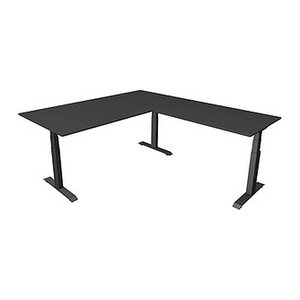 Kerkmann Move 4 elektrisch höhenverstellbarer Schreibtisch anthrazit rechteckig, T-Fuß-Gestell grau 200,0 x 220,0 cm