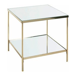 HAKU Möbel Beistelltisch rechteckig Glas gold 45,0 x 45,0 x 46,0 cm, 1 St.