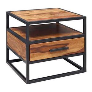 WOHNLING Nachttisch rechteckig Massivholz sheesham 50,0 x 45,0 x 45,0 cm, 1 St.