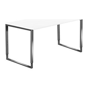 Kerkmann Yukon höhenverstellbarer Schreibtisch weiß rechteckig, Kufen-Gestell silber 160,0 x 80,0 cm