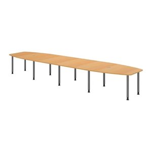 HAMMERBACHER Konferenztisch KT52C buche Tonnenform, Rundrohr grau, 520,0 x 85,0/130,0 x 72,0 - 74,0 cm
