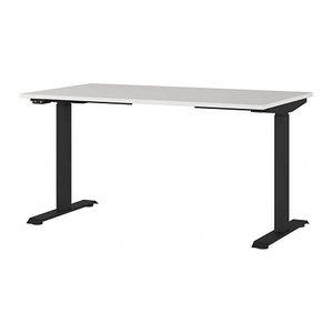 GERMANIA JET höhenverstellbarer Schreibtisch lichtgrau rechteckig, T-Fuß-Gestell schwarz 140,0 x 80,0 cm