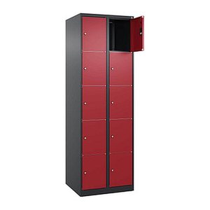 CP Schließfachschrank Classic Plus rubinrot, schwarzgrau 080000-205 S10032, 10 Schließfächer 60,0 x 50,0 x 185,0 cm