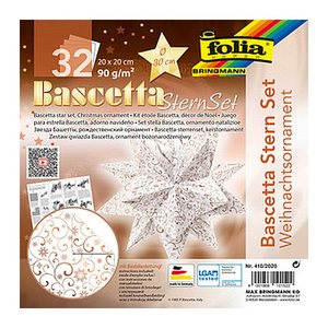 folia Faltblätter Bascetta-Stern groß weiß, kupfer 32 Blatt
